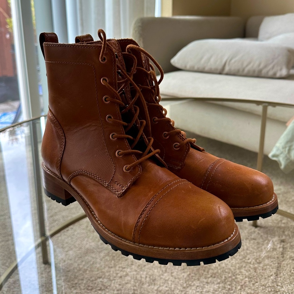 Patina leather combat boots women’s size 9